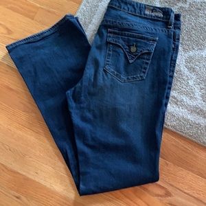 Women’s Dark Blue Denim Button Pocket Flap Jeans